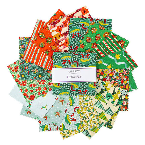 1/2 metro de Charm pack Feria Festiva Liberty Fabrics 42 piezas de 45 x 53 cm un total de 3/4 yarda