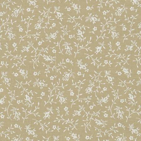 1/2 metro de Doble ancho Ramitas blancas sobre beige marfil Blomma 274 cm