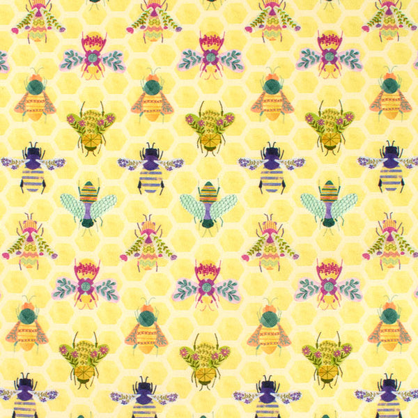 1/2 metro de Abejas sobre Amarillo Jardín Curioso Dear Stella