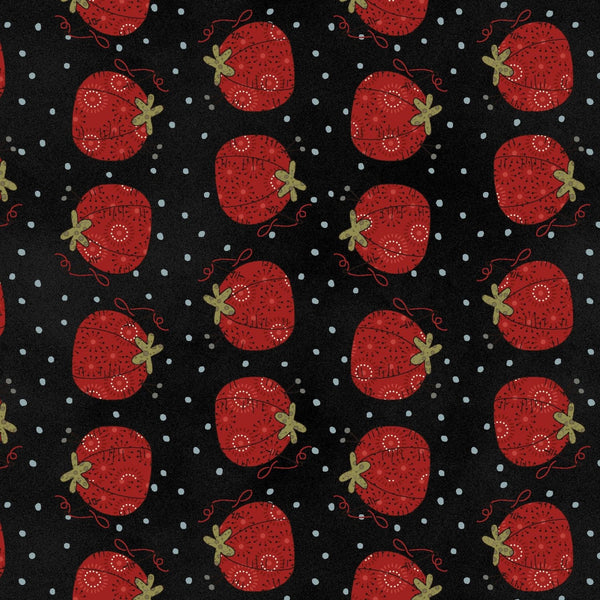 1/2 metro de Alfileteros de Tomate Rojos sobre Negro C es para Coser