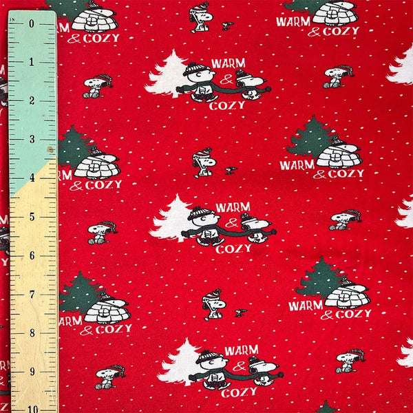 1/2 metro Tela de algodón Snoopy rojo navideño JERSEY TELA DE PUNTO PLAYERA *Llega el 19 de nov**