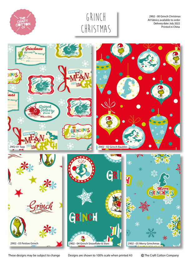 5 FQ La Navidad del Grinch 5 piezas de 45 x 53 cm un total de 1.25 yardas