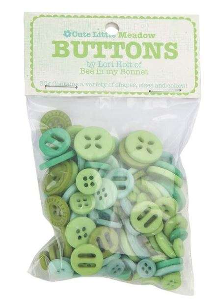 30 gr de botones verde pradera Lori Holt Cute Little Buttons