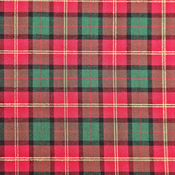 1/2 metro de Tartán navideño verde, rojo y dorado homespun yarndye