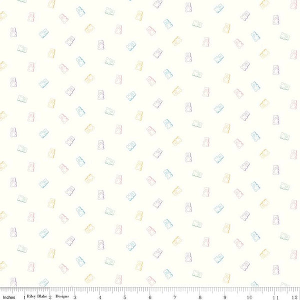 1/2 metro de Mini ositos de gomita sobre blanco antiguo Hush Hush