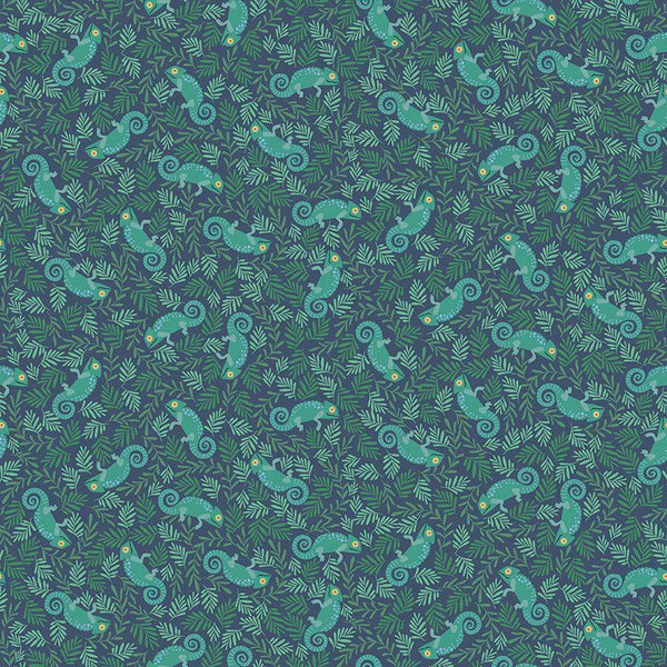 1/2 metro Tela de algodón Camaleones verdes a la Medianoche Dear Stella **Llega el 15 dic**