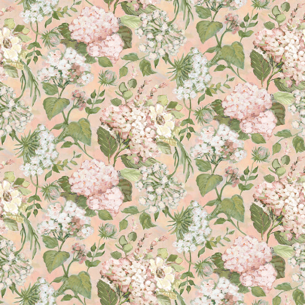 1/2 metro de Tela de algodón Ramos de flores sobre coral Susan Winget