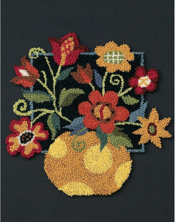 Kit para Punch Needle Floral sobre Negro