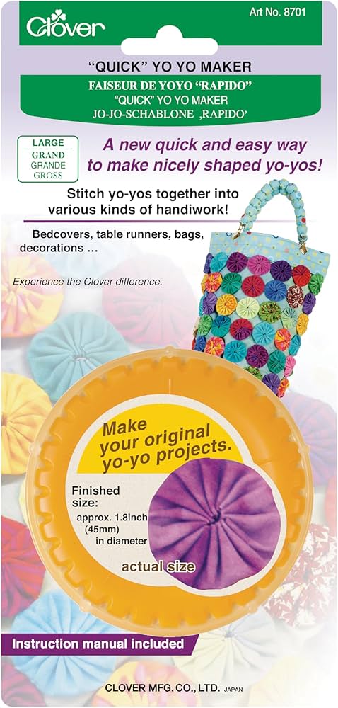 Molde de Plástico Hacer Yoyos Grandes de tela Clover 45 mm naranja