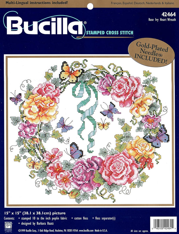 Kit de punto de cruz marcado Corona de Rosas Bucilla *Unico*