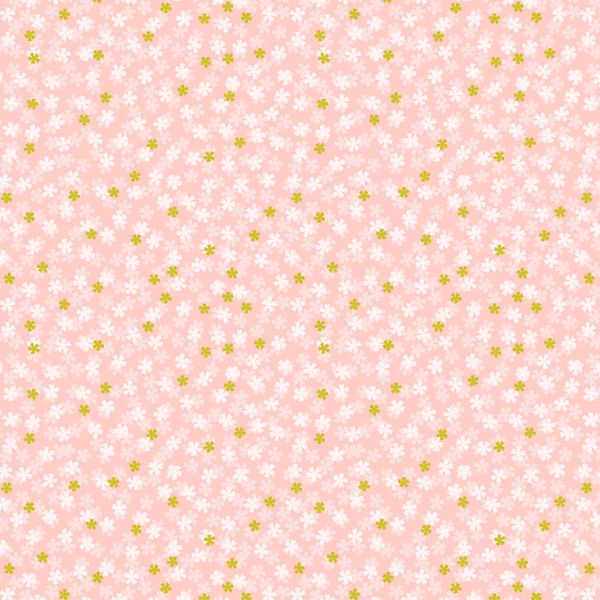 1/2 metro de Tela de algodón estampada Mini Florecita Sakura rosa con dorado metálico Lewis e Irene  * llega el 31 de octubre (Copia)