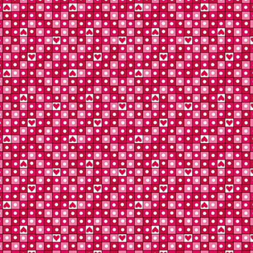 1/2 metro de tela de algodón Mini cuadritos de corazones y puntos rosas Ámame **llega el 15 de diciembre**