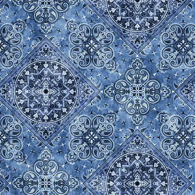 1/2 metro de Tela de algodón Doble Ancho Paliacate Azul 274 cm QT *Llega el 17 nov*
