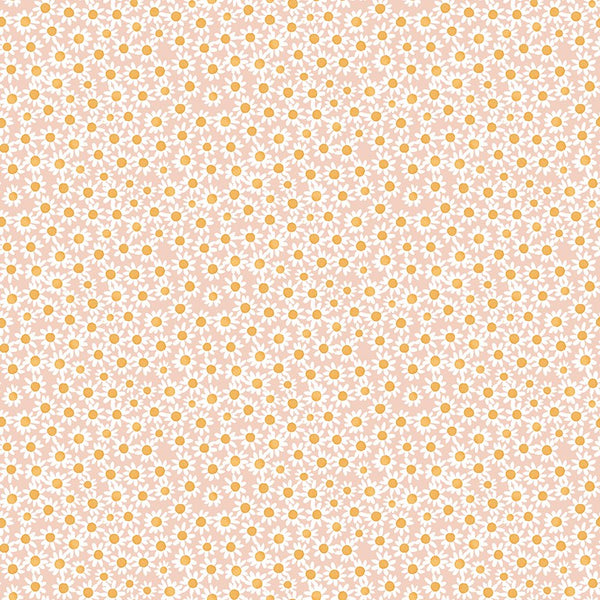 1/2 metro Mini Margaritas blancas sobre rosa Encantos Florales Riley Blake