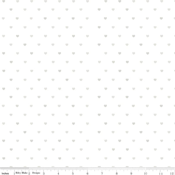1/2 metro Mini Corazoncitos Blanco sobre blanco Prende las Luces 2 Riley Blake