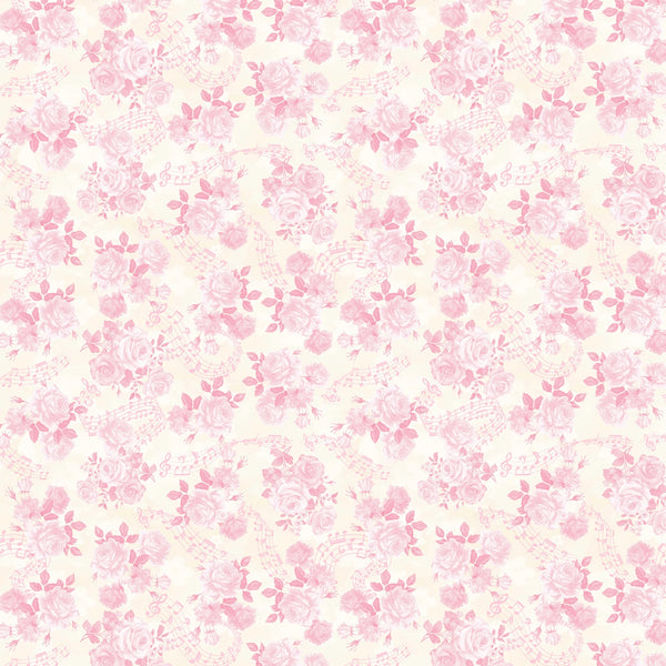 1/2 metro Rosas y Música rosa sobre marfil Canciones de Primavera **llega el 15 de julio**
