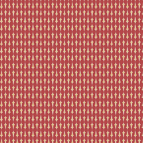 1/2 metro de Mini Estrellitas Navideñas mostaza sobre rojo Un Bolsillo lleno de Alegria Natalie Bird *Llega el 30 de septiembre*