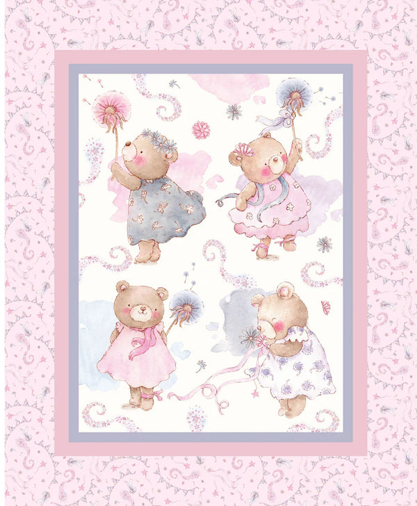 Panel para bebé de tela de algodón Ositas Bailarinas 110 x 110 cm *Llega el 31 de octubre*