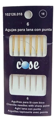 Seis agujas para lana con punta Cose 18
