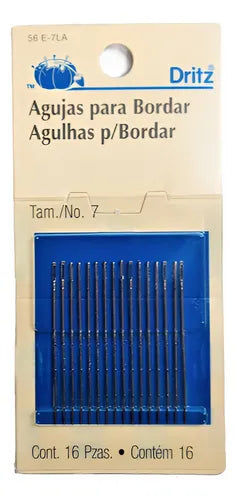 Agujas de Mano Dritz para Bordado - Tamaño 7 (Paquete de 16)
