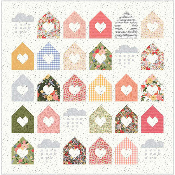 Panel Digital Casitas en la Lluvia Encantos Florales (46x46 in) 117 x 117 cm