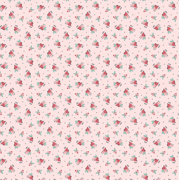 1/2 metro de Tela Mini Campanillas Florales sobre rosa Poppie Cotton - 110 cm Llega el 31 de octubre