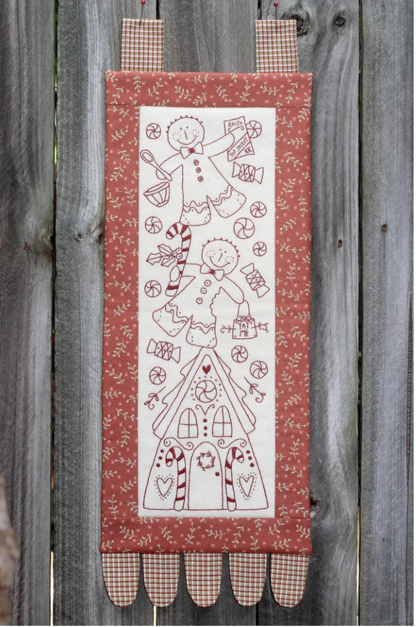 Lienzo y Patrón de Casita y Galletas de Jengibre Navideñas Natalie Bird