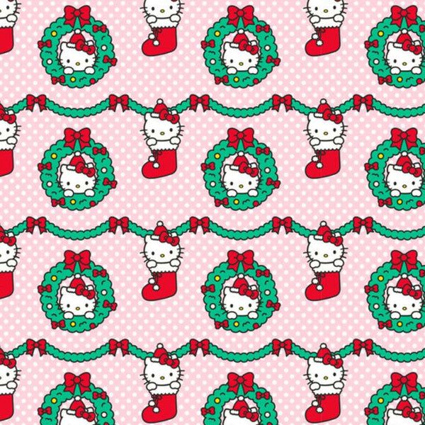 1/2 metro de Hello Kitty Coronas navideñas sobre rosa Springs Creative