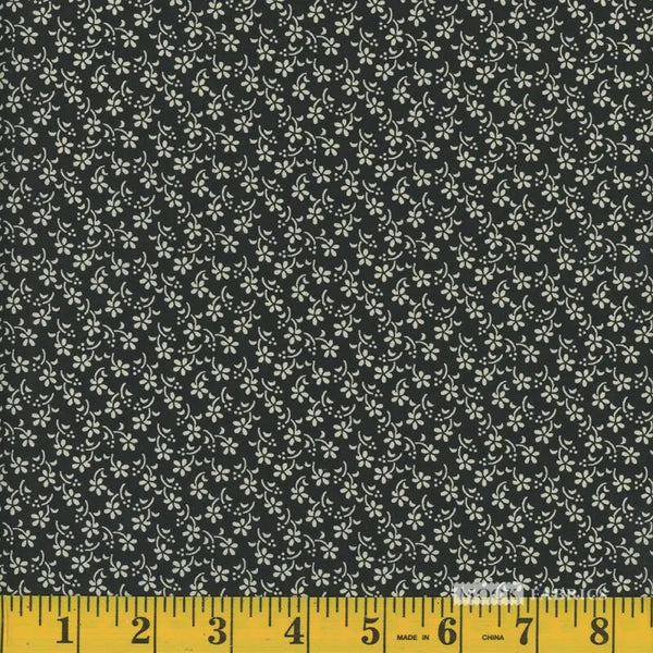 1/2 metro Mini flor beige sobre negro Circa 1800s **Llega el 28 de agosto*