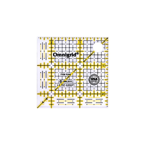 Mini Regla Cuadrada Omnigrid 2.5 pulgadas para telas oscuras y claras