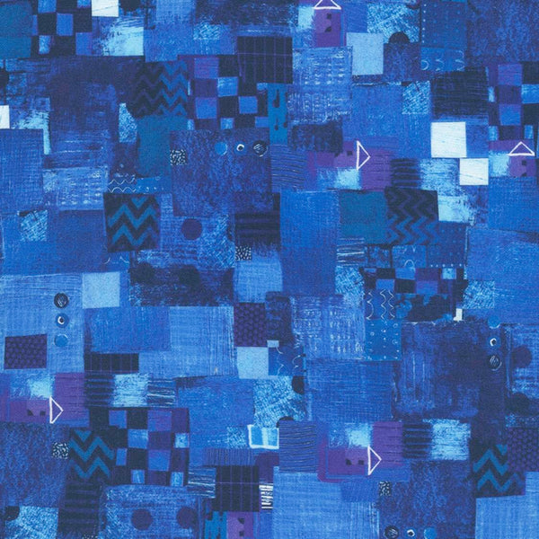 1/2 metro de Falso Patchwork azul marino Costa Marina de Robert Kaufman