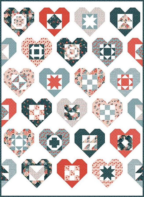 Panel digital De Corazón Encanto Vintage Falso patchwork 142 x 195 cm