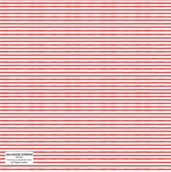 1/2 metro de Tela de Algodón Rayas Rojas y Blancas Waldo Poppie Cotton Llega el 31 de octubre