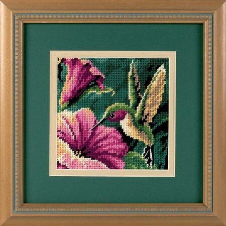 Kit de punto de cruz Drama de Colibrí Dimensions 7210 Malla rígida de 14 CT 13x13 cm