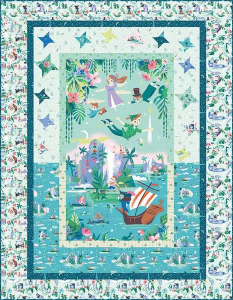 Panel digital Peter Pan en la Tierra de Nunca Jamás Falso Patchwork 138 x 175 cm  **llega el 14 de agosto**