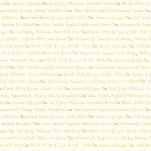 1/2 metro de tela de algodón Letras y Clases de Té amarilla Té para Dos **llega el 15 de diciembre**