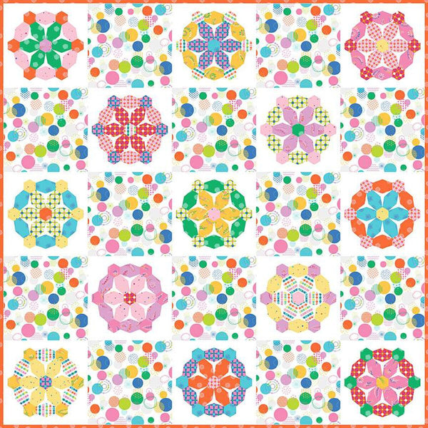 Panel digital falso patchwork multicolor Burbujas Colección Celebración 152x152 cm