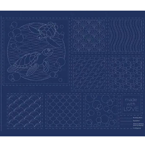 Panel para Bordado Sashiko Océano con Ballenas y Tortuga *Llega el 30 de septiembre*