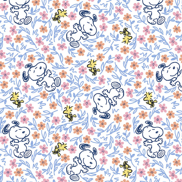 1/2 metro de Snoopy y Woodstock en las flores blanco y azul **llega el 31 de octubre**