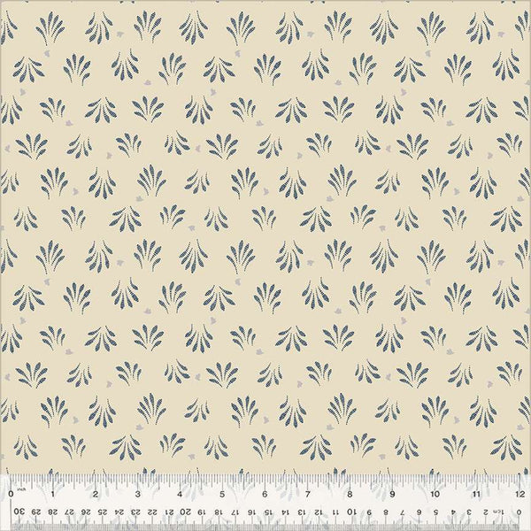 1/2 metro de Pétalos azules sobre beige lino  Banyan Whistler Studio