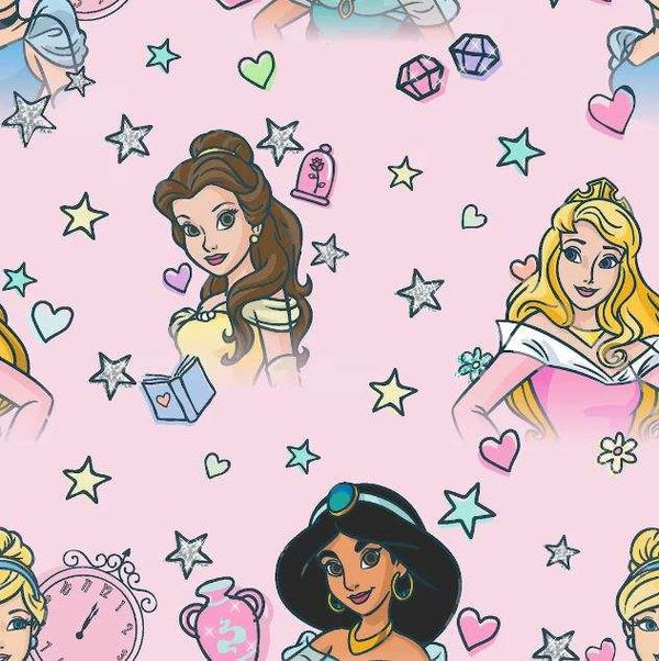 1/2 metro de Princesas Disney sobre rosa pastel