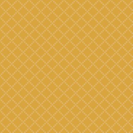 1/2 metro de tela de algodón Diamantes de Florecitas en Amarillo Mostaza Compañeras de Paula