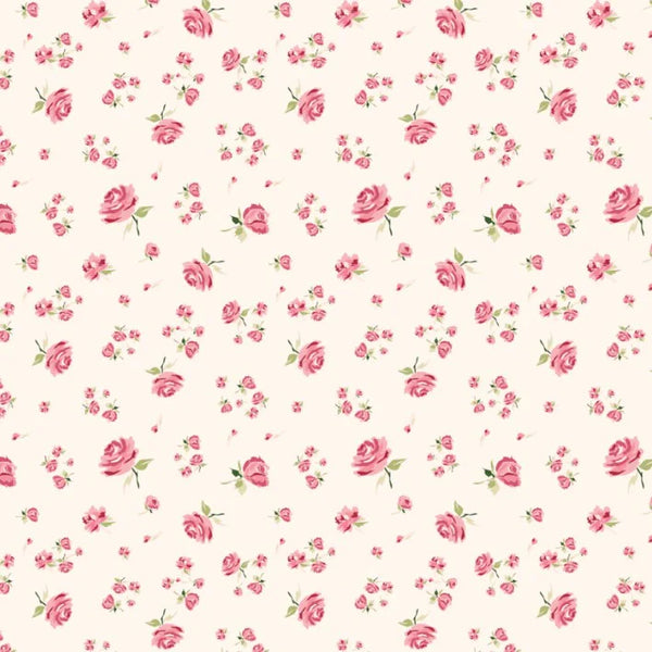 1/2 metro Rosas sobre Marfil Momentos Robados **llega el 15 de julio** Poppie Cotton