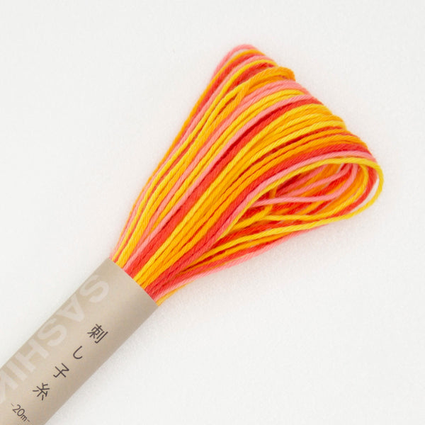 20 metros Madeja de Hilo 100% algodón japonés Rojo- Naranja-Amarillo Matizado