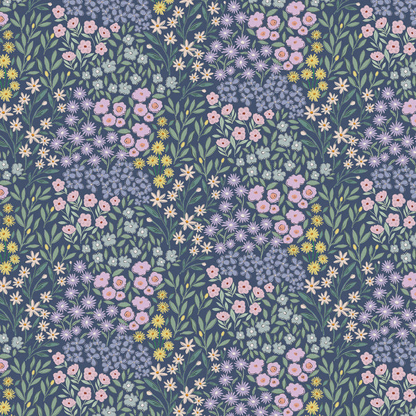 1/2 metro Floral Fábula del Bosque azul púrpura Dear Stella