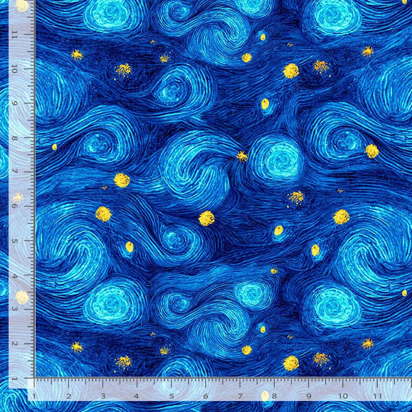 1/2 metro de Cielo de Van Gogh con brillos dorados Sinfonía de Girasoles * Llega el 12 de septiembre**