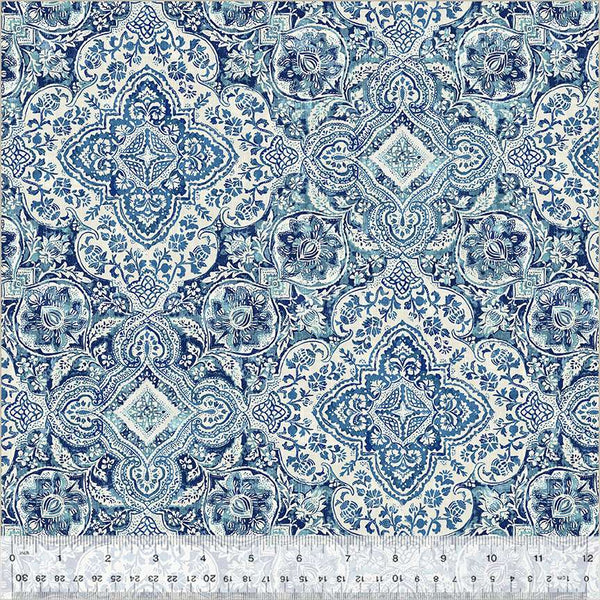 1/2 metro de Talavera mosaico azul sobre marfil Banyan Whistler Studio