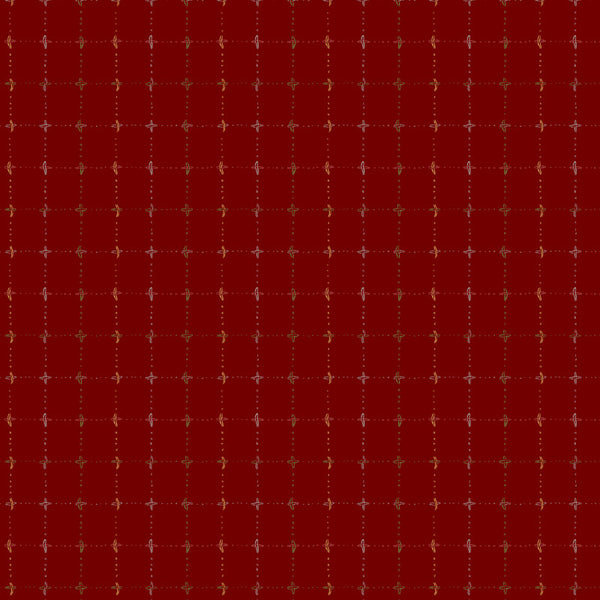 1/2 metro de tela de algodón Homespun Cruces sobre Rojo vino Yarndye