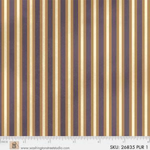 1/2 metro de tela de algodón Líneas Moradas y Cafés San Louis **llega el 15 de diciembre**