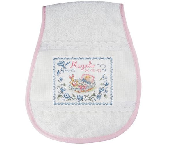 Toalla Repetidor Blanca con Detalle Azul o Rosa ** Incluye patrones gratis**